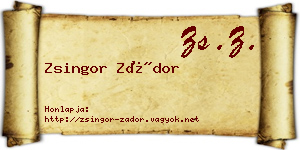 Zsingor Zádor névjegykártya